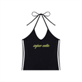 Top corto de cuello halter con bloques de color para mujer