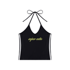 Top corto de cuello halter con bloques de color para mujer