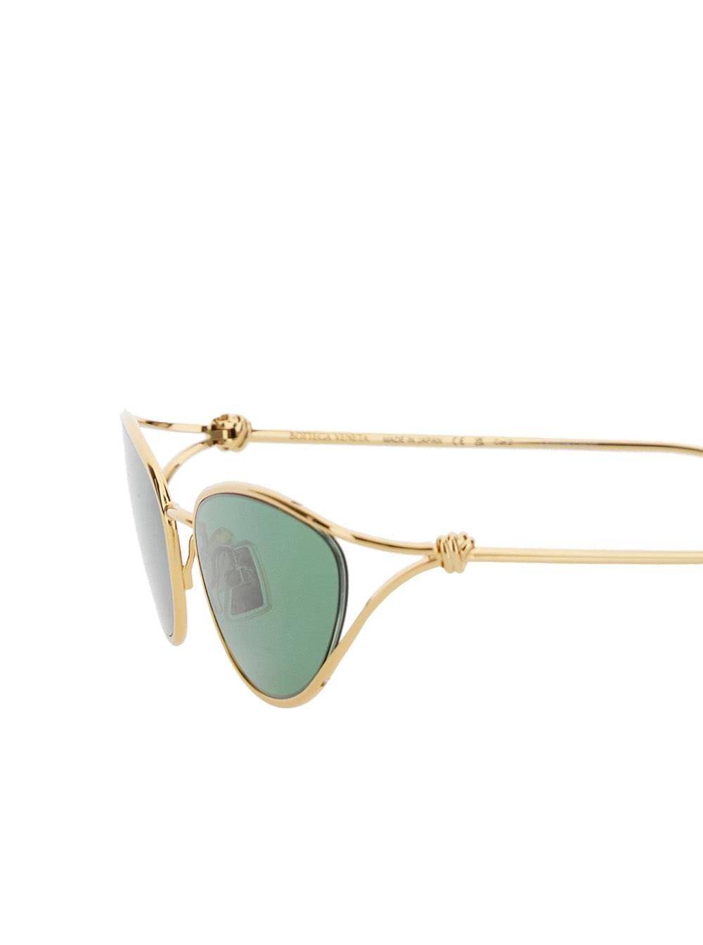 Bottega Veneta Women Green Sunglasses With Cat-Eye Design And Knot Detail On The Temples In Metal Woman