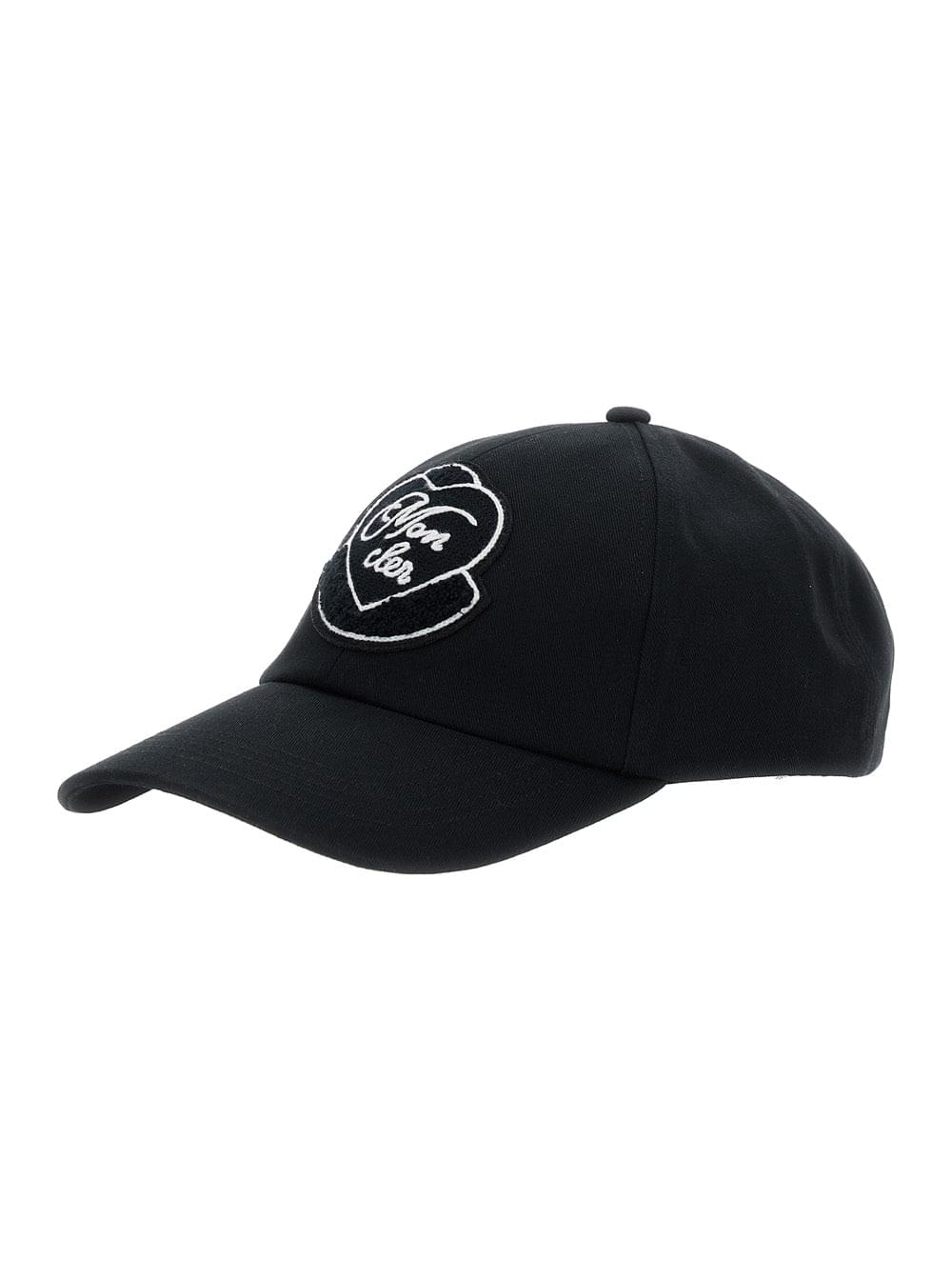 Moncler Women Black Baseball Cap With Logo Embroidery On The Front In Cotton Woman
