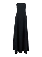 Solace London Women 'Helena' Black Long Dress With Bare Shoulder And Flared Hem In Twill Woman
