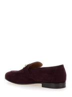 Ferragamo Women Bordeaux Loafers With Gancini Plaque On The Front And Low Heel In Suede Woman