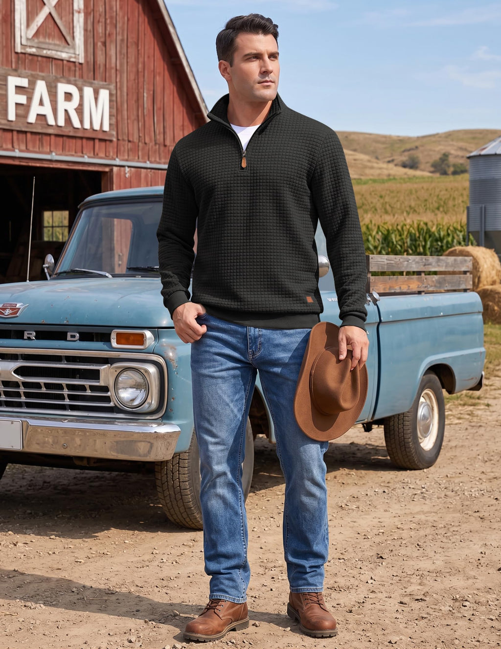 Quarter Zip Pullover Sweatshirts 1/4 Zip Long Sleeve Sweater