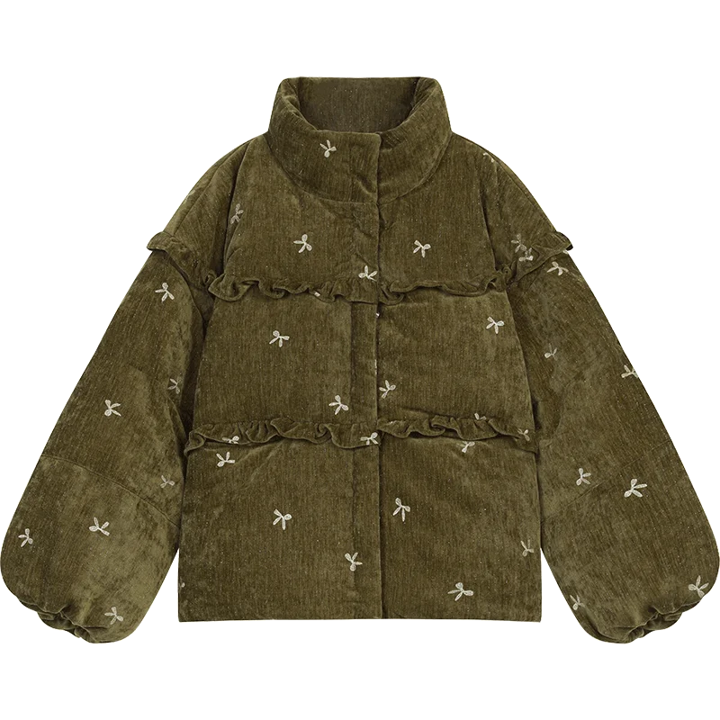 Bow embroidery down jacket