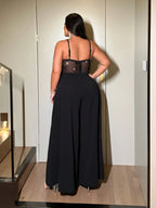 Shimmer Mesh Wide-Leg Jumpsuit