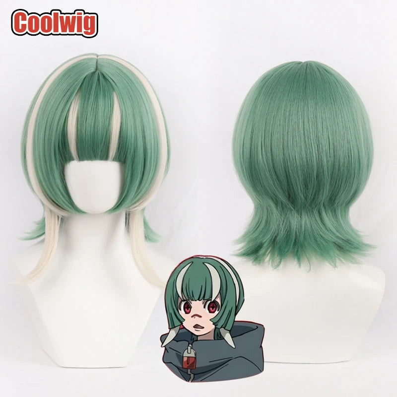 Coolwig Synthetic Hair Guita Hebby Fantasia Cosplay Wigs Gachiakuta Guita Hebby Fantasia Green Mixed Blonde Wig Heat Resistant