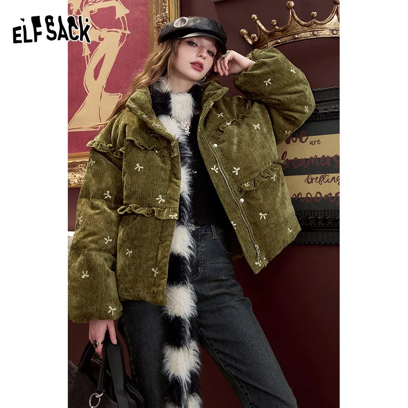 Bow embroidery down jacket