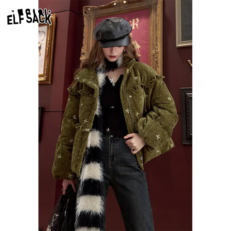 Bow embroidery down jacket