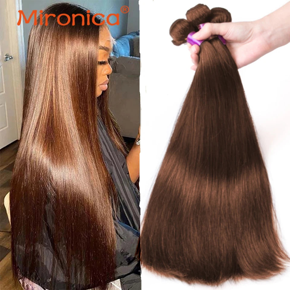 Chocolate Brown Straight Human Hair Bundles