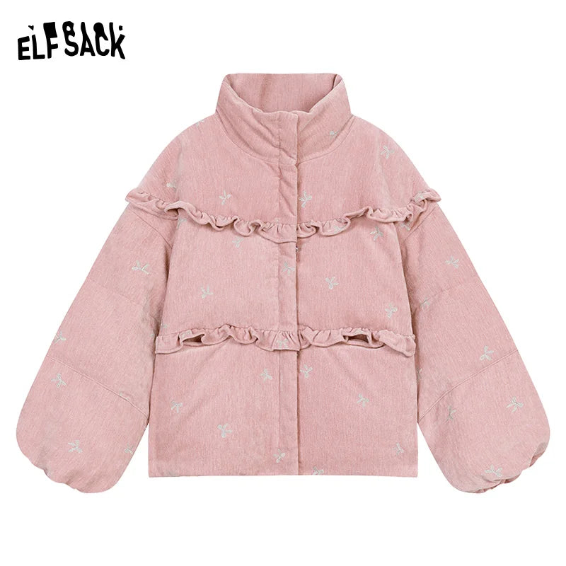 Bow embroidery down jacket