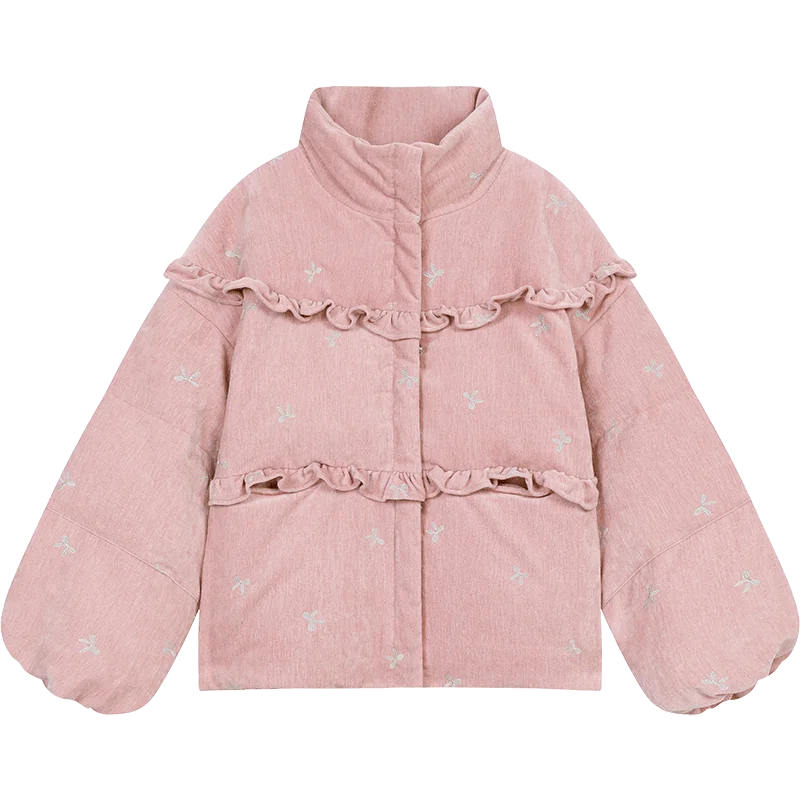 Bow embroidery down jacket