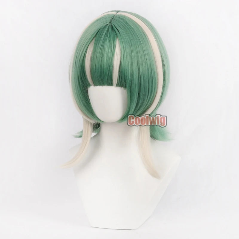 Coolwig Synthetic Hair Guita Hebby Fantasia Cosplay Wigs Gachiakuta Guita Hebby Fantasia Green Mixed Blonde Wig Heat Resistant