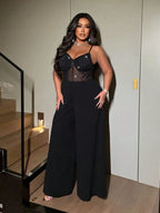 Shimmer Mesh Wide-Leg Jumpsuit