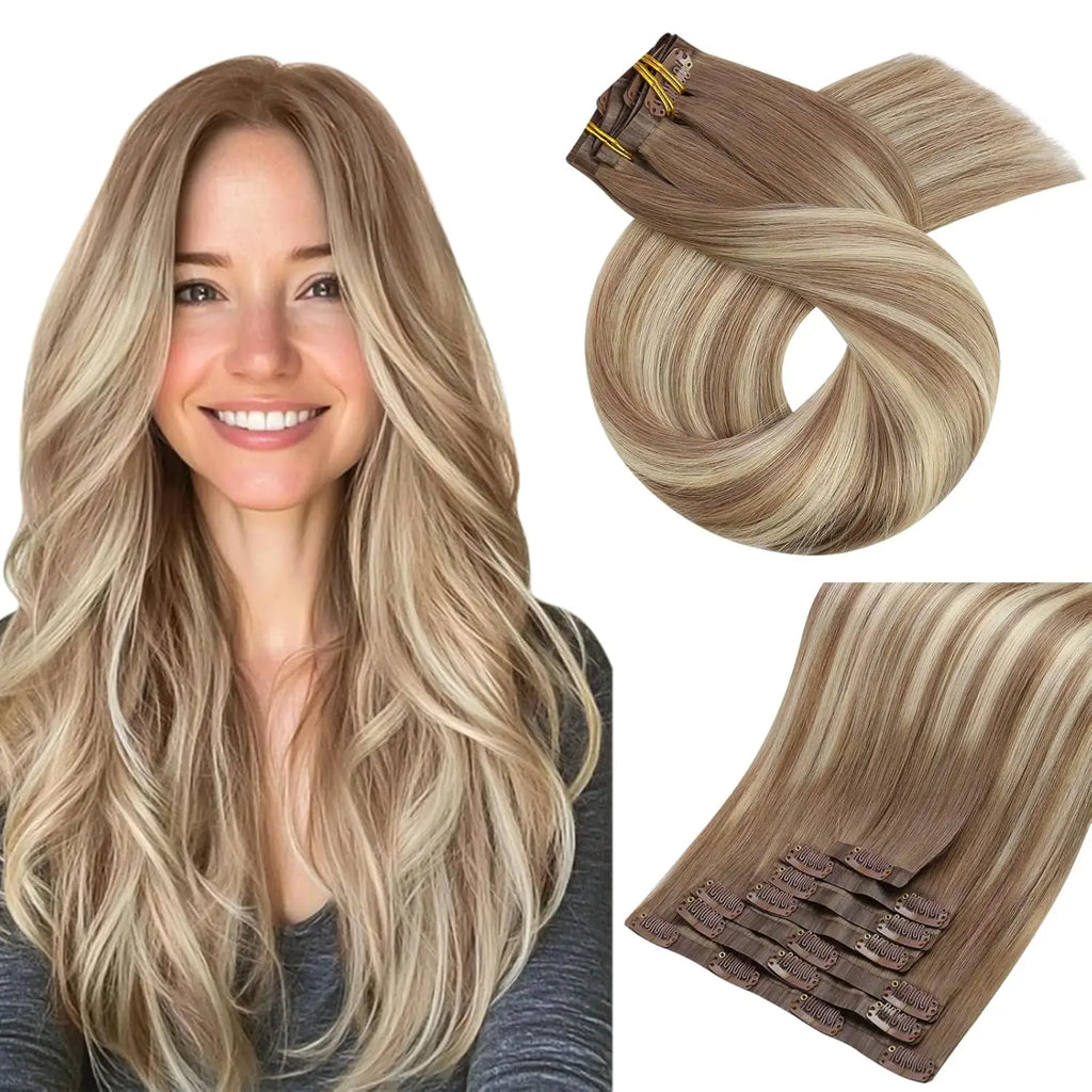 Human Hair Clip in Extension 7Pcs