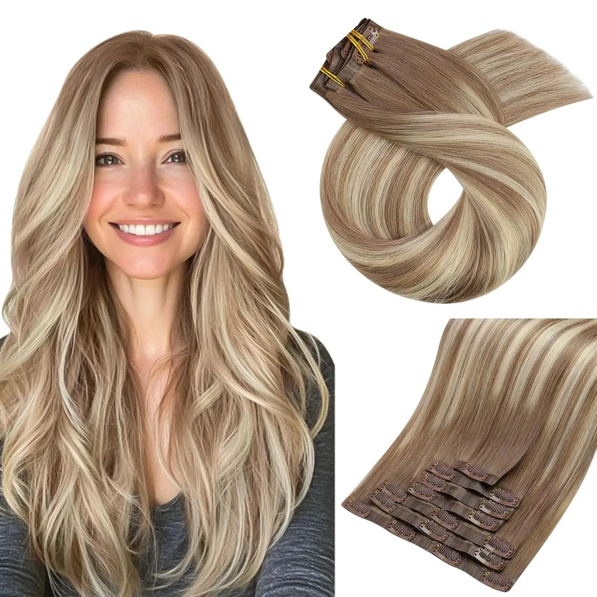 Human Hair Clip in Extension 7Pcs