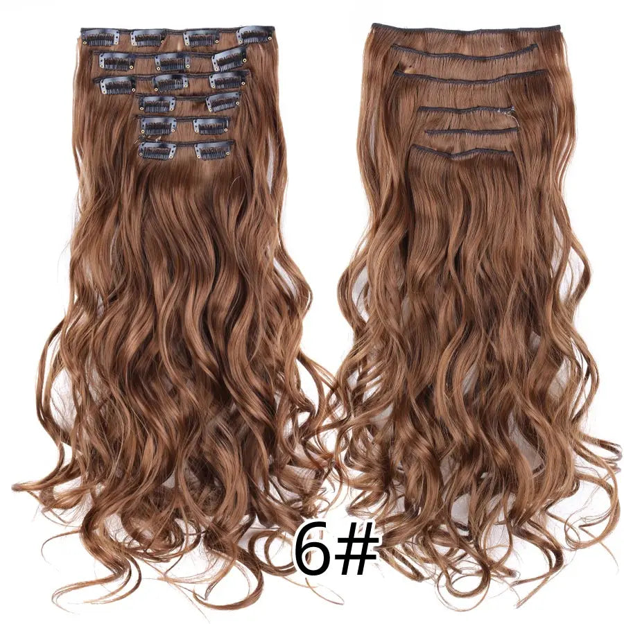 Clips In Hair Extension Long Straight Hair Pieces Clip In Hair Extension 22Inch 6Pcs/Set Synthetic Fake Hair Ppieces For Women