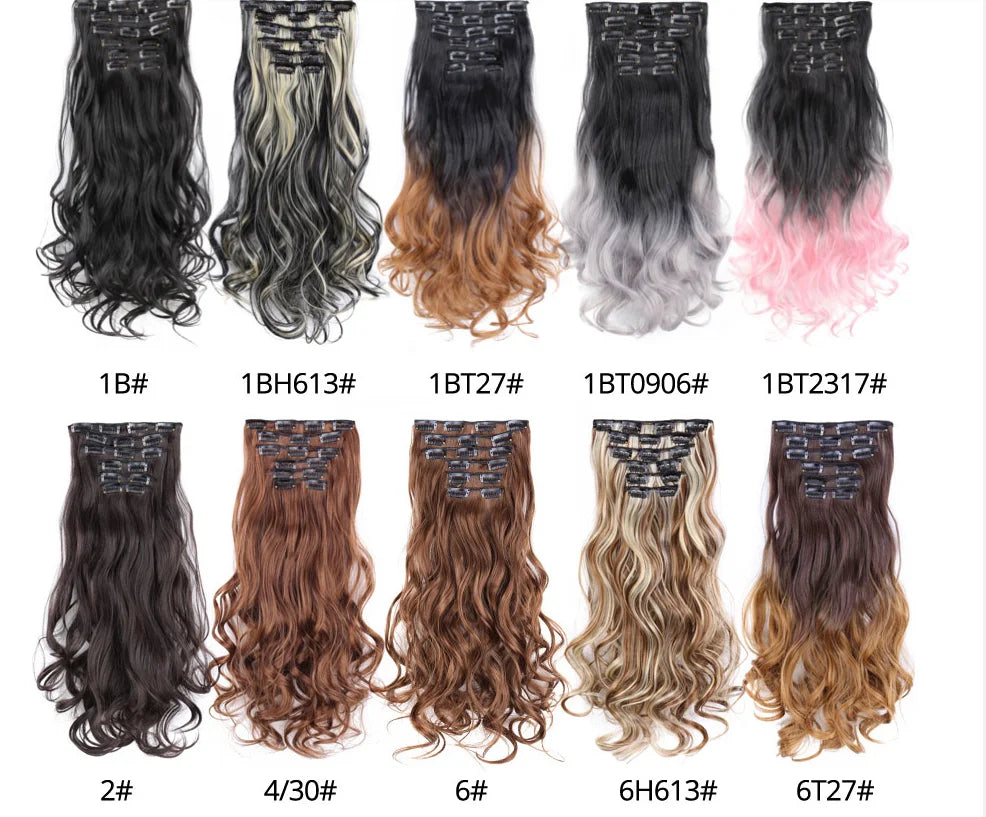 Clips In Hair Extension Long Straight Hair Pieces Clip In Hair Extension 22Inch 6Pcs/Set Synthetic Fake Hair Ppieces For Women