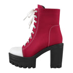 Platform Lace Up Canvas Ankle Boots