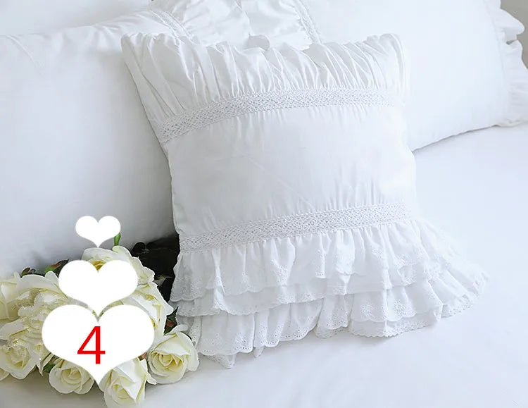Lace Embroidery Ruffle Pillow Cover