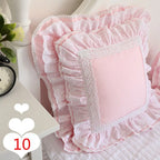 Lace Embroidery Ruffle Pillow Cover