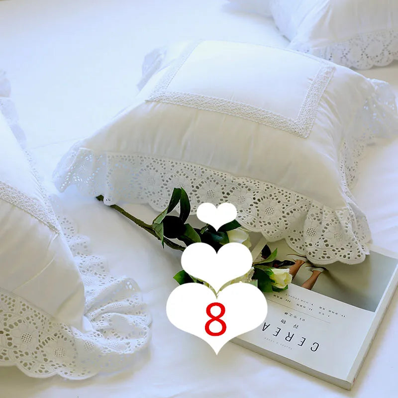 Lace Embroidery Ruffle Pillow Cover