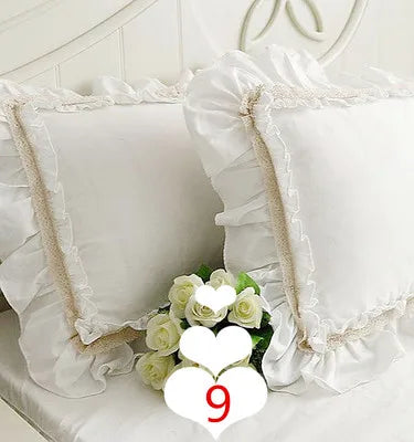Lace Embroidery Ruffle Pillow Cover