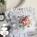 Lace Embroidery Ruffle Pillow Cover