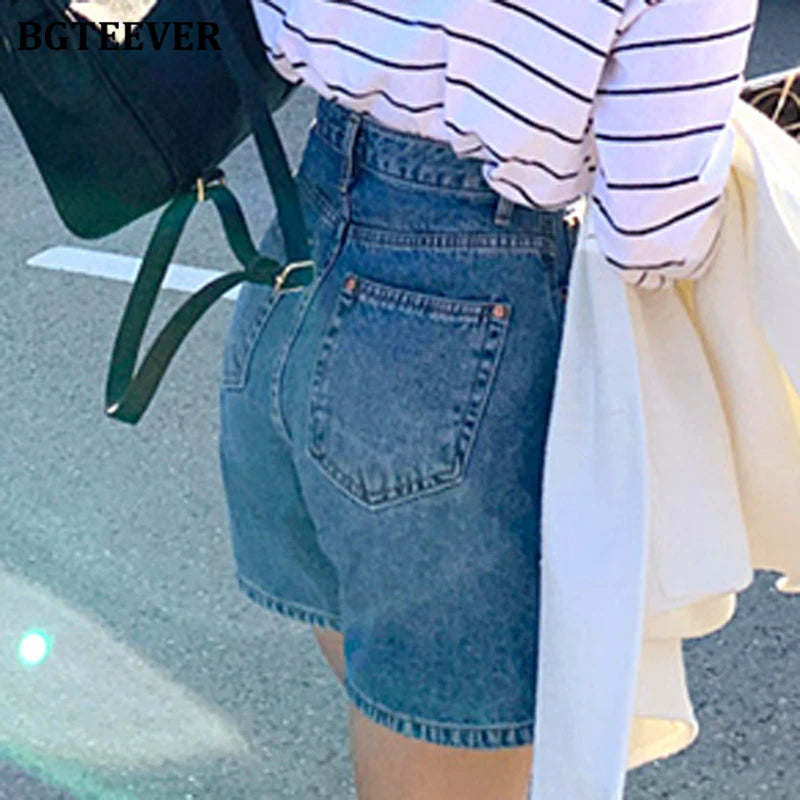 High Waist Straight Jean Short