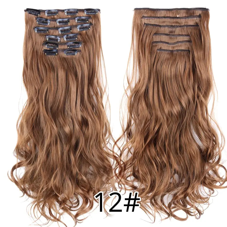 Clips In Hair Extension Long Straight Hair Pieces Clip In Hair Extension 22Inch 6Pcs/Set Synthetic Fake Hair Ppieces For Women