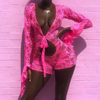 Mesh Sheer Hollow Out Romper