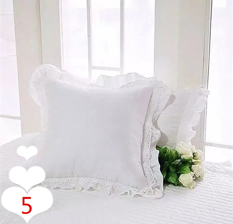 Lace Embroidery Ruffle Pillow Cover