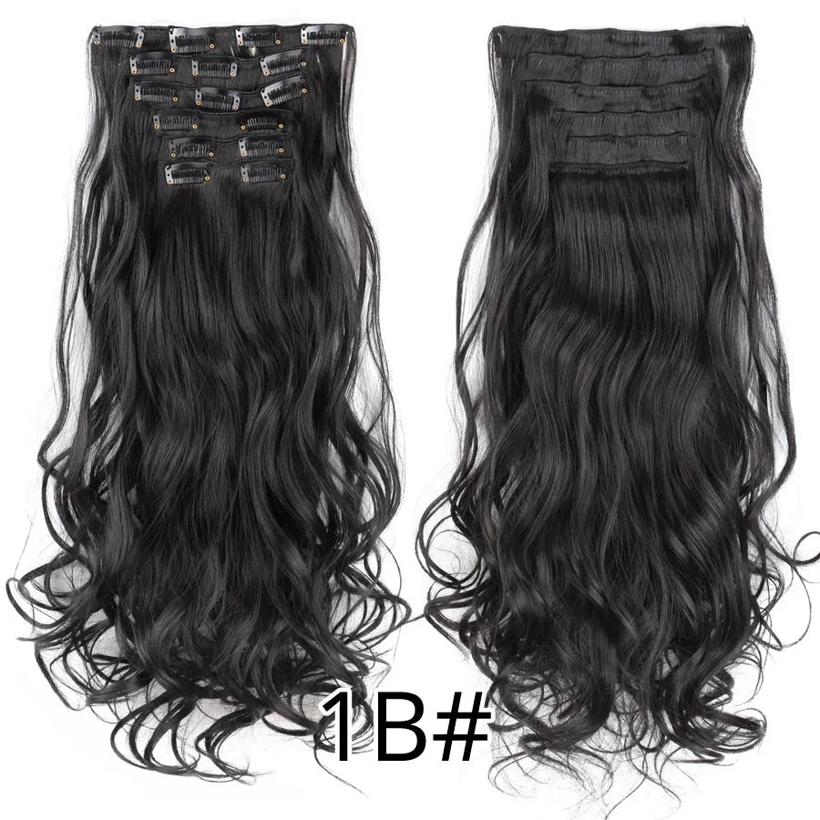 Clips In Hair Extension Long Straight Hair Pieces Clip In Hair Extension 22Inch 6Pcs/Set Synthetic Fake Hair Ppieces For Women