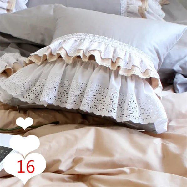 Lace Embroidery Ruffle Pillow Cover