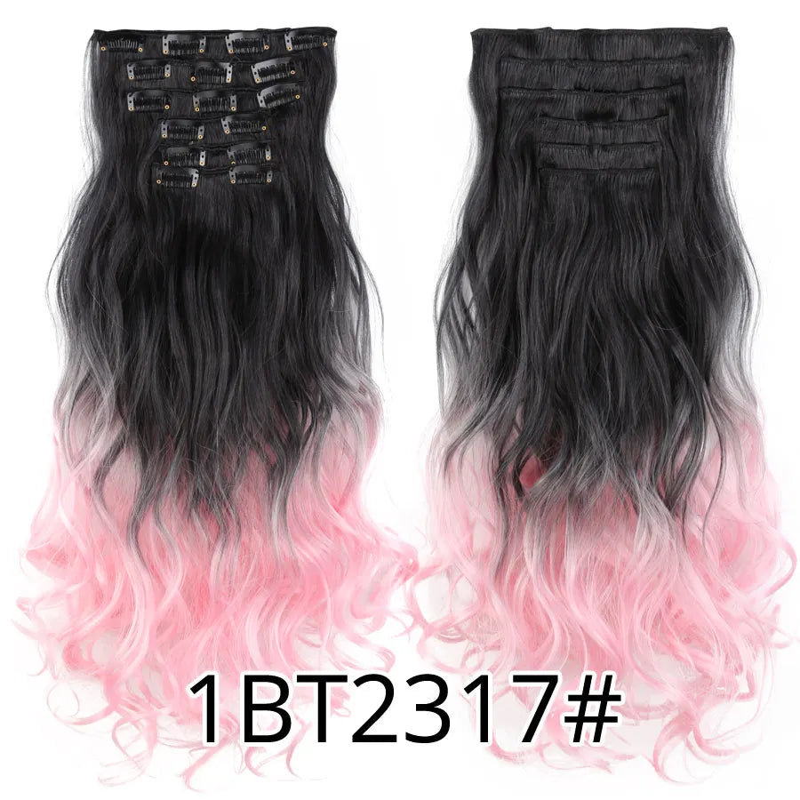 Clips In Hair Extension Long Straight Hair Pieces Clip In Hair Extension 22Inch 6Pcs/Set Synthetic Fake Hair Ppieces For Women