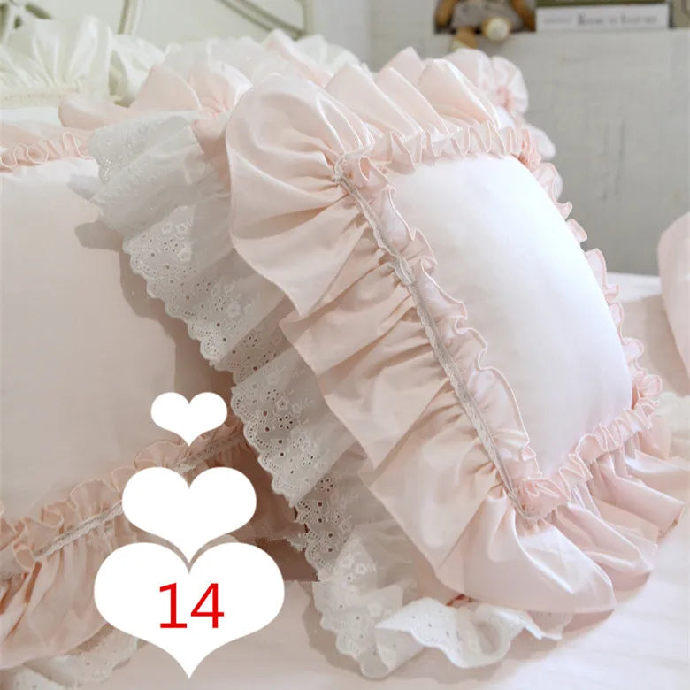 Lace Embroidery Ruffle Pillow Cover