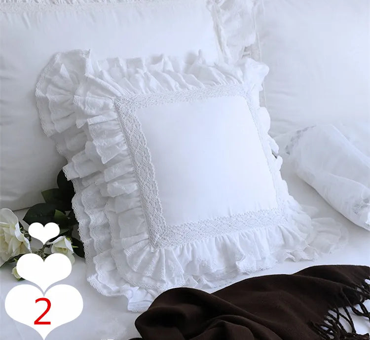 Lace Embroidery Ruffle Pillow Cover