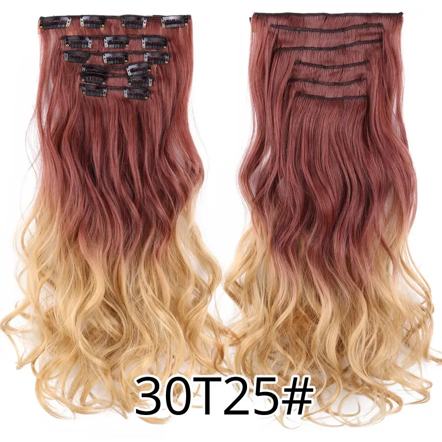 Clips In Hair Extension Long Straight Hair Pieces Clip In Hair Extension 22Inch 6Pcs/Set Synthetic Fake Hair Ppieces For Women