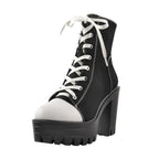 Platform Lace Up Canvas Ankle Boots