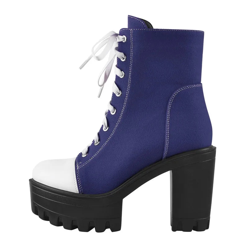Platform Lace Up Canvas Ankle Boots