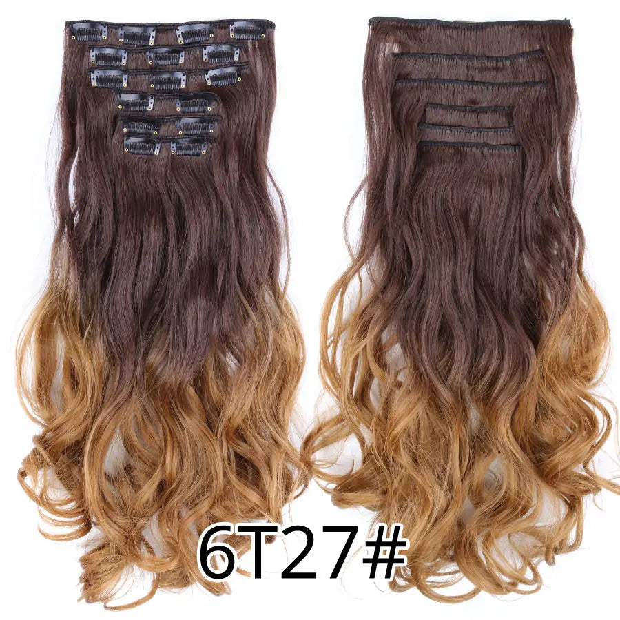 Clips In Hair Extension Long Straight Hair Pieces Clip In Hair Extension 22Inch 6Pcs/Set Synthetic Fake Hair Ppieces For Women