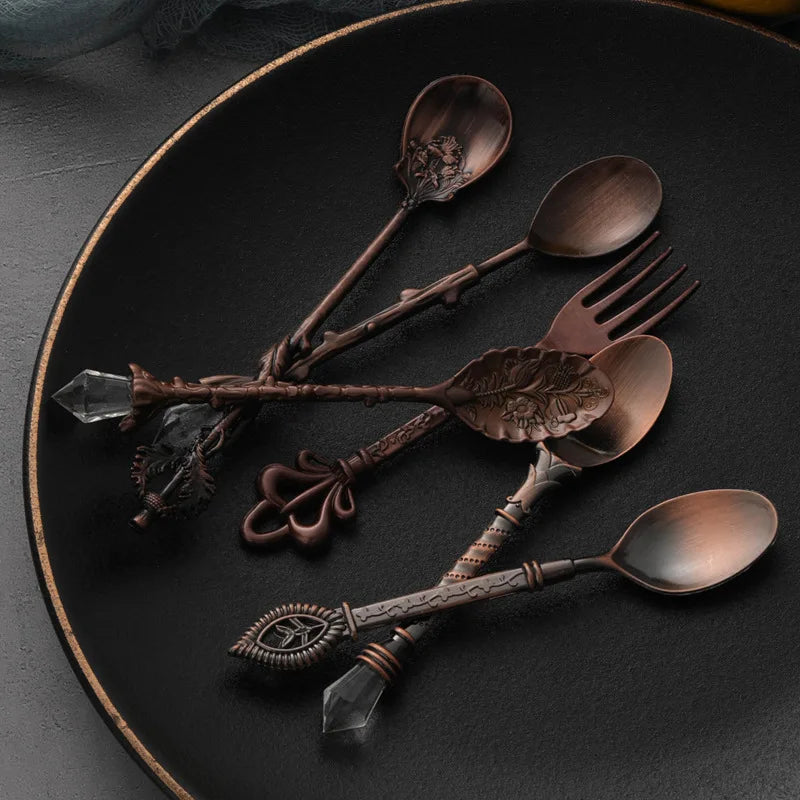 6 Sers Royal Style Metal Carved Fruit Fork
