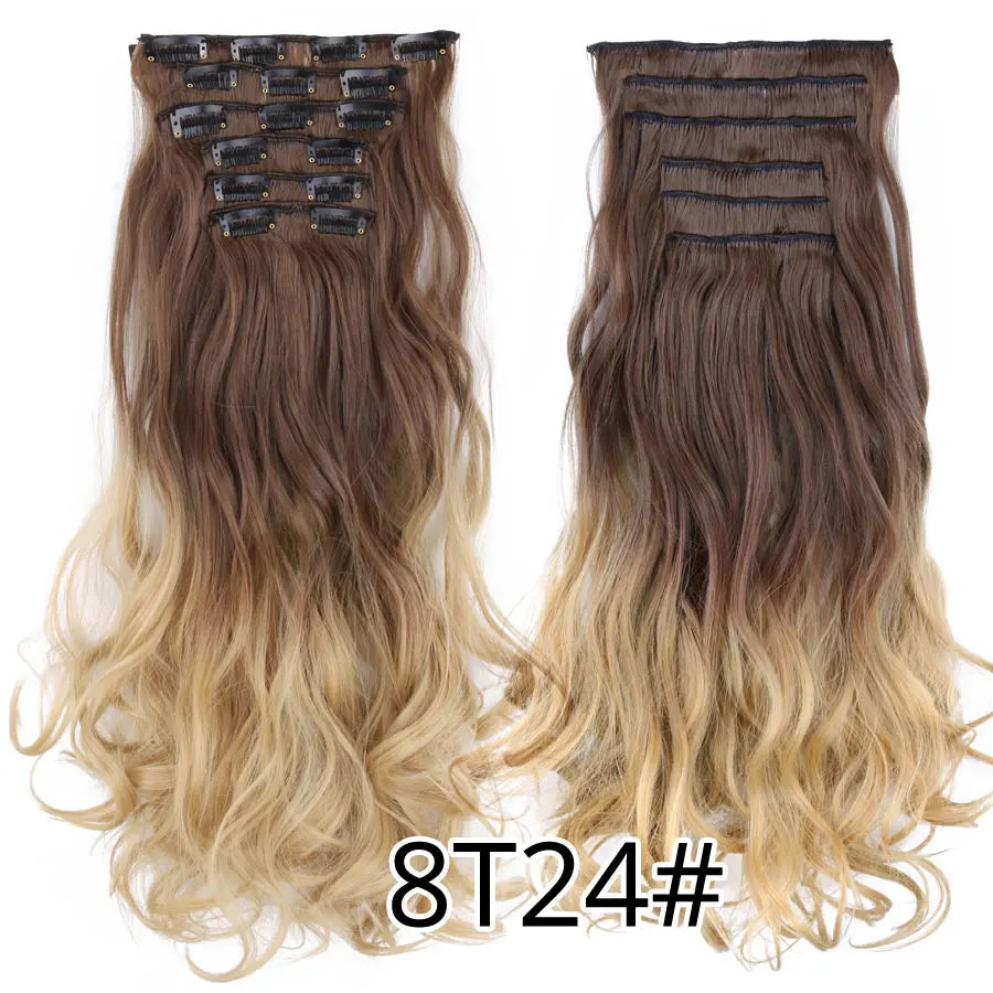 Clips In Hair Extension Long Straight Hair Pieces Clip In Hair Extension 22Inch 6Pcs/Set Synthetic Fake Hair Ppieces For Women