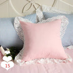 Lace Embroidery Ruffle Pillow Cover