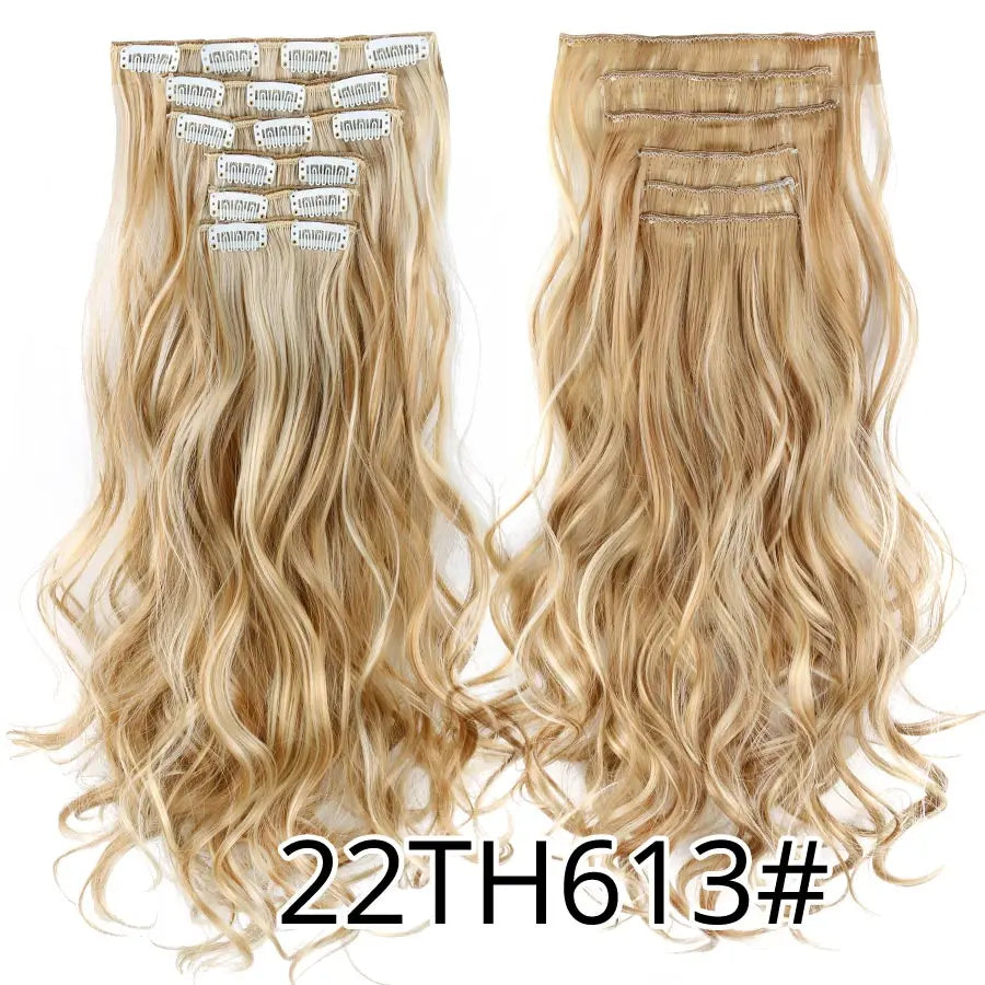 Clips In Hair Extension Long Straight Hair Pieces Clip In Hair Extension 22Inch 6Pcs/Set Synthetic Fake Hair Ppieces For Women