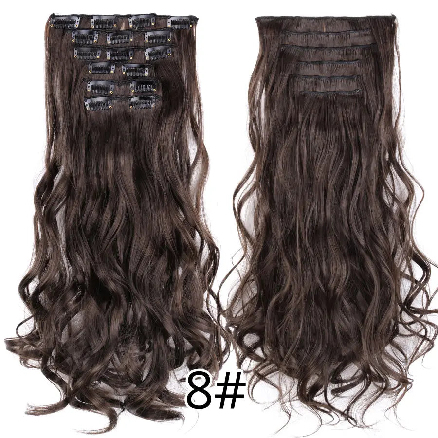 Clips In Hair Extension Long Straight Hair Pieces Clip In Hair Extension 22Inch 6Pcs/Set Synthetic Fake Hair Ppieces For Women