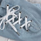 Pantalones cortos vaqueros de tiro alto con cordones