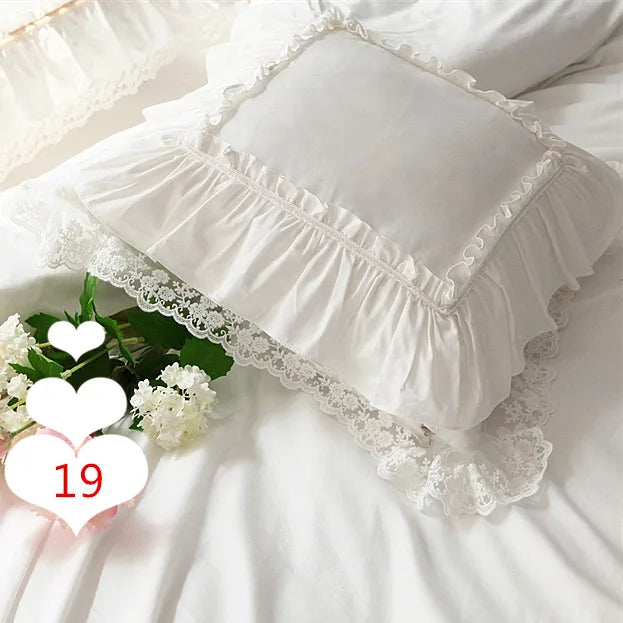 Lace Embroidery Ruffle Pillow Cover