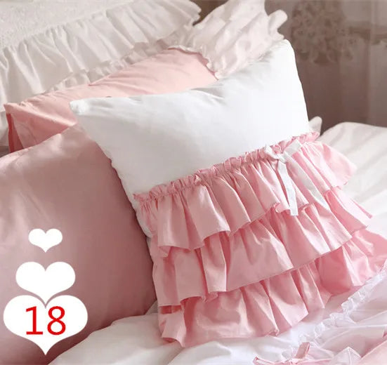 Lace Embroidery Ruffle Pillow Cover
