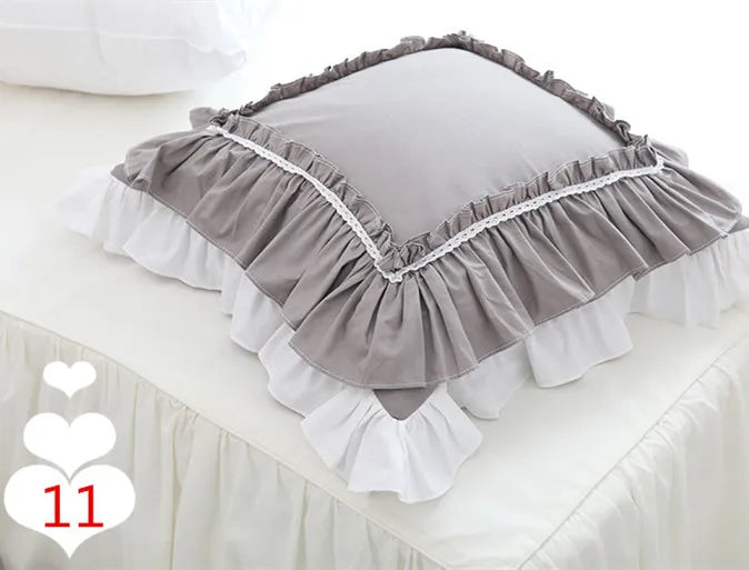 Lace Embroidery Ruffle Pillow Cover