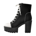 Platform Lace Up Canvas Ankle Boots